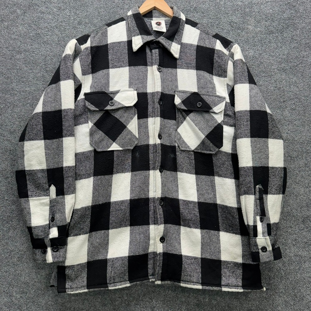 Rothco Shirt Jacket Men's Medium Black White Buffalo‎ Plaid Sherpa Lined Flannel